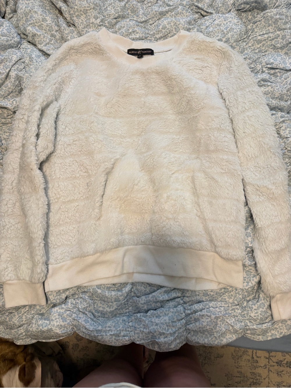 Almost Famous Cream Plush Crewneck Sweater - Women's